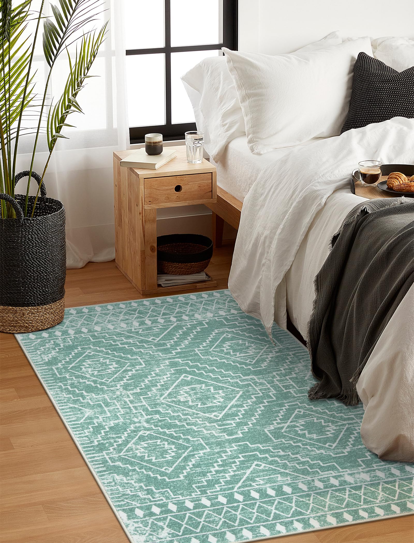 Amazon.com: Wonnitar Moroccan 3x5 Area Rug, Sage Green Rug for